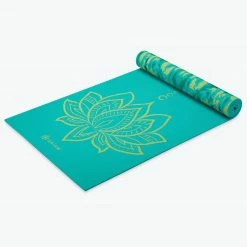 Gaiam Reversible Turquoise Lotus Yoga Mat (6mm) Yoga Mats