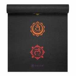 Gaiam Premium Black Chakra Yoga Mat (6mm)