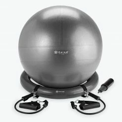 Gaiam Home Gym Essentials Stability Ball, Base & Cord Fitness Kit