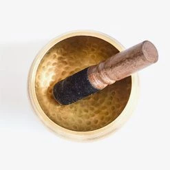 Halfmoon 4" Hand-Hammered Brass Singing Bowl Set