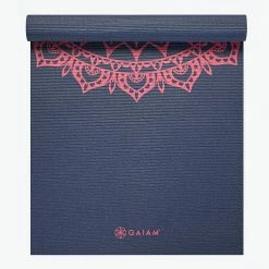Gaiam Yoga Mats Navy Fleur Marrakesh Yoga Mat (4mm)
